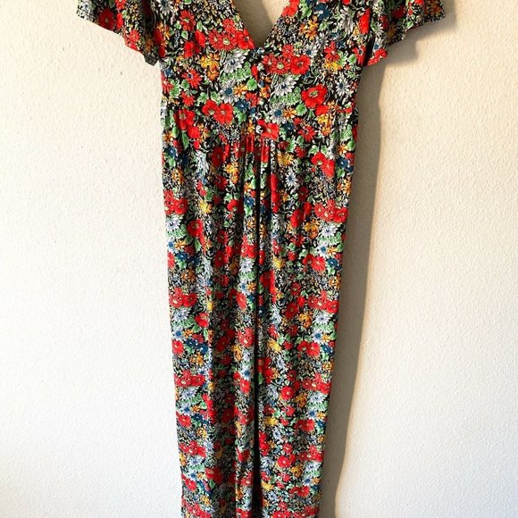 Asos vibrant multicolored floral vneck maxi short sleeve dress size 4 - Picture 8 of 11